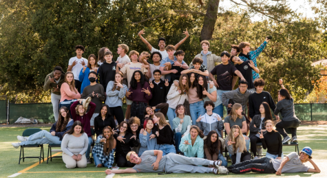 The Class of 2023 poses for their goofy class photo at the beginning of the year. Soon they will be celebrating their graduation from Pinewood with a banquet and Disneyland trip.